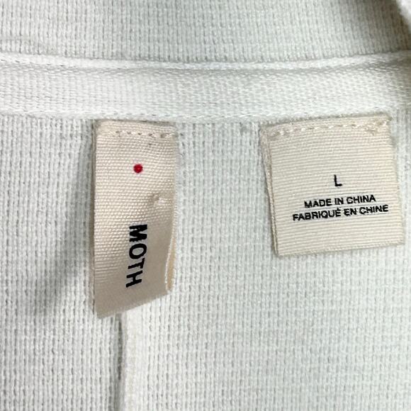 Athropologie Moth sweater jacket Large blazer swacket cream office minimalist - Picture 6 of 7